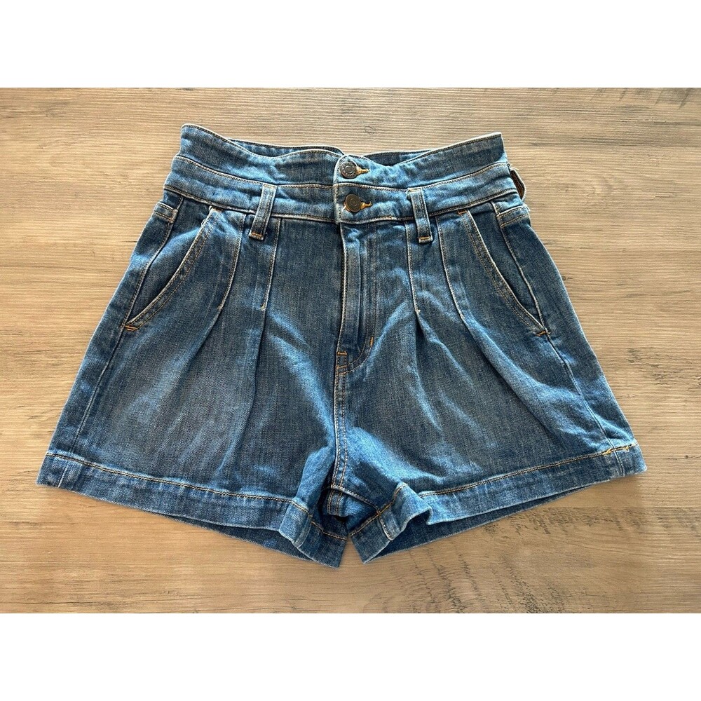 Veronica Beard Jaylen High Rise Blue Denim Shorts Button Closure Women’s Size 24